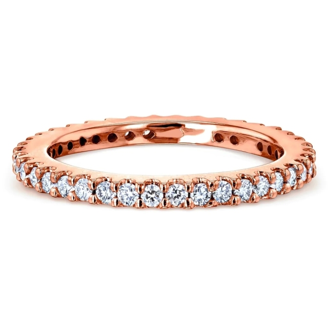 Landou Jewelry Sterling Silver White Cubic Zirconia Prong Eternity Women's Wedding Band Ring