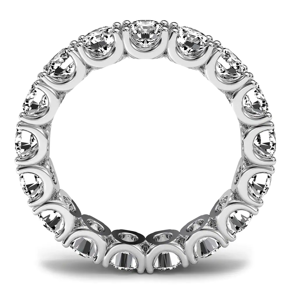 Landou Jewelry Sterling Silver White Cubic Zirconia Prong Eternity Women's Wedding Band Ring