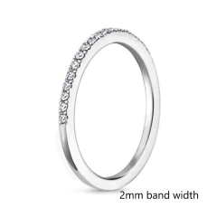 Landou Jewelry Sterling Silver Cubic Zirconia Half Eternity Wedding Ring Stackable Band in Rhodium Plated