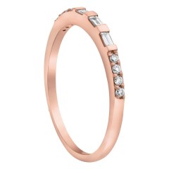 Landou Jewelry Sterling Silver Baguette and Round Cubic Zirconia Semi Eternity Band Ring
