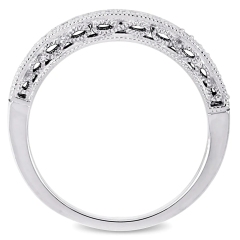 Landou Jewelry Sterling Silver Cubic Zirconia Stackable Semi-Eternity Band Ring