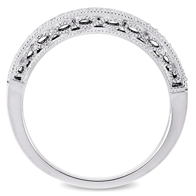 Landou Jewelry Sterling Silver Cubic Zirconia Stackable Semi-Eternity Band Ring