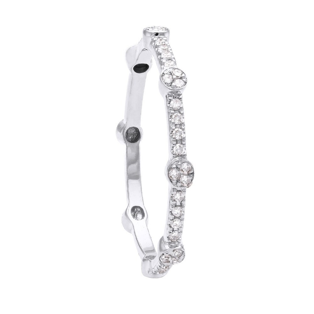 Landou Jewelry Sterling Silver Cubic Zirconia Stackable Eternity Band Ring