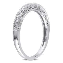 Landou Jewelry Sterling Silver Cubic Zirconia Stackable Semi-Eternity Band Ring