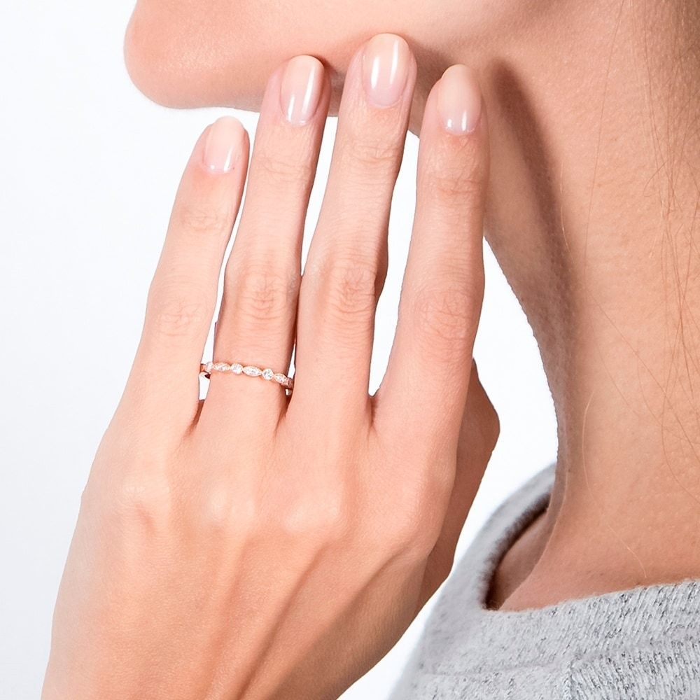 Landou Jewelry Sterling Silver Cubic Zirconia Vintage Band Ring