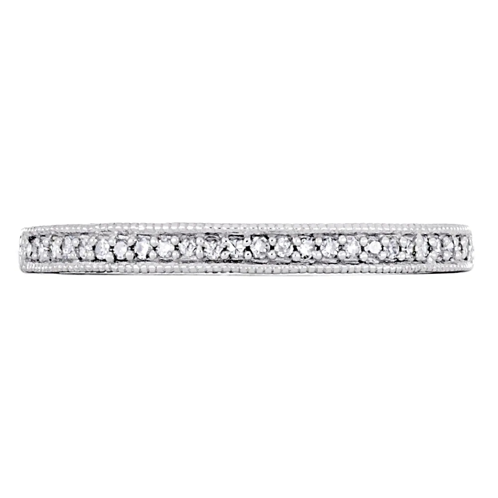 Landou Jewelry Sterling Silver Cubic Zirconia Stackable Semi-Eternity Band Ring