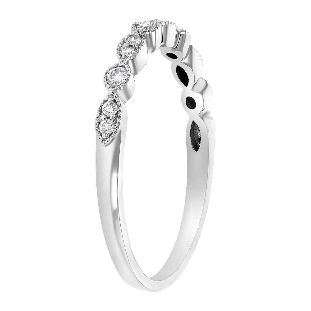 Landou Jewelry Sterling Silver Cubic Zirconia Vintage Band Ring