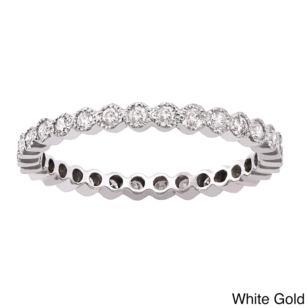 Landou Jewelry Sterling Silver Cubic Zirconia Vintage Eternity Wedding Band Ring