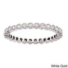 Landou Jewelry Sterling Silver Cubic Zirconia Vintage Eternity Wedding Band Ring