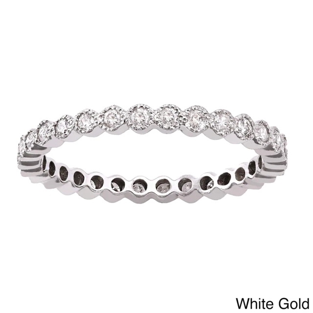 Landou Jewelry Sterling Silver Cubic Zirconia Vintage Eternity Wedding Band Ring