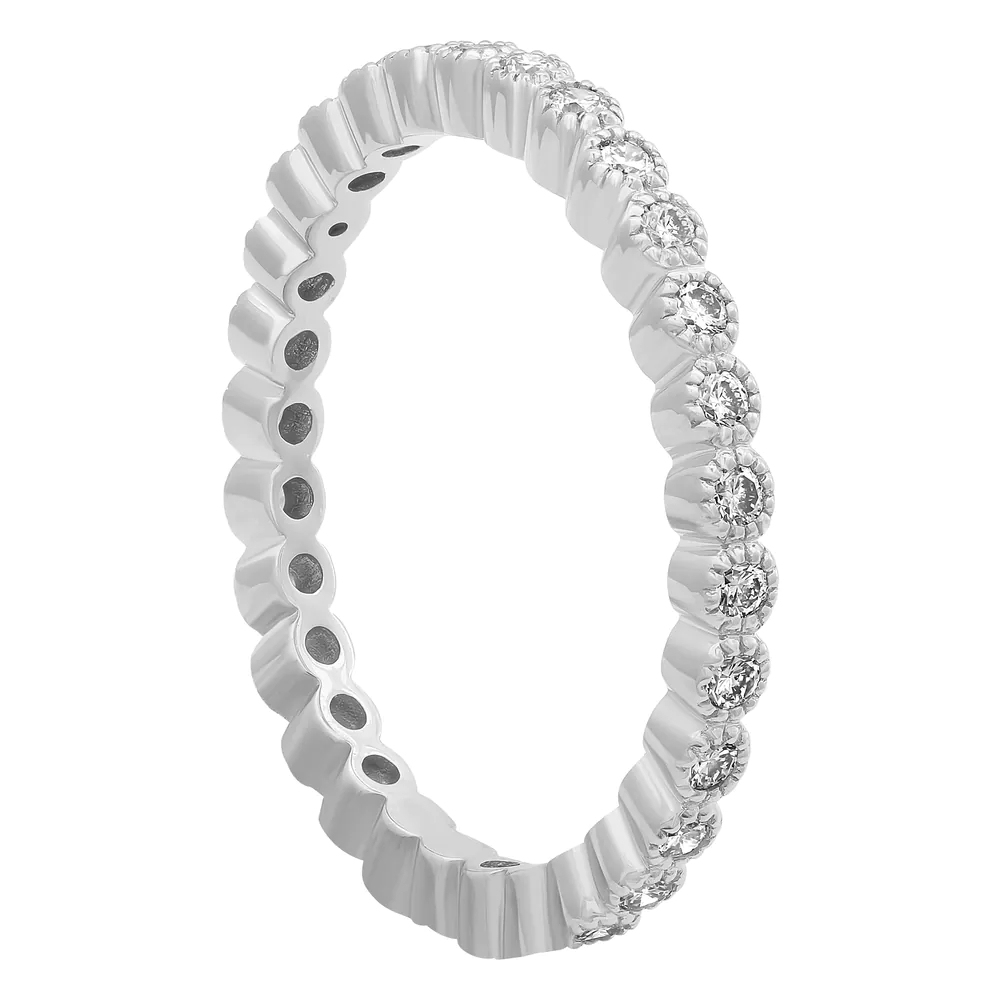 Landou Jewelry Sterling Silver Cubic Zirconia Vintage Eternity Wedding Band Ring