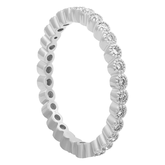 Landou Jewelry Sterling Silver Cubic Zirconia Vintage Eternity Wedding Band Ring