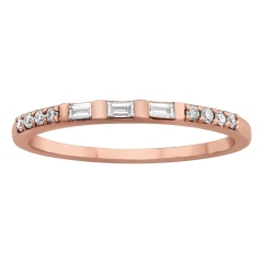 Landou Jewelry Sterling Silver Baguette and Round Cubic Zirconia Semi Eternity Band Ring