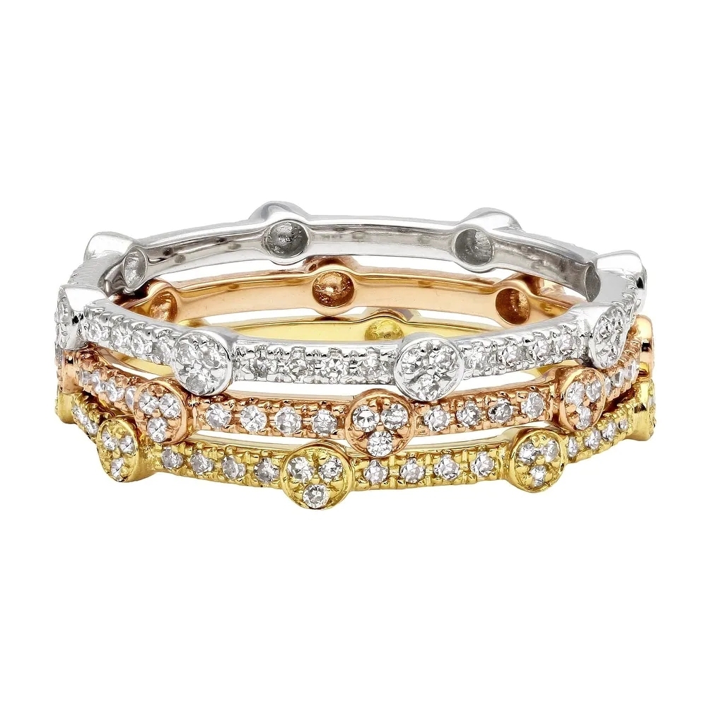 Landou Jewelry Sterling Silver Cubic Zirconia Stackable Eternity Band Ring