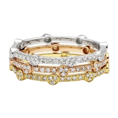 Landou Jewelry Sterling Silver Cubic Zirconia Stackable Eternity Band Ring