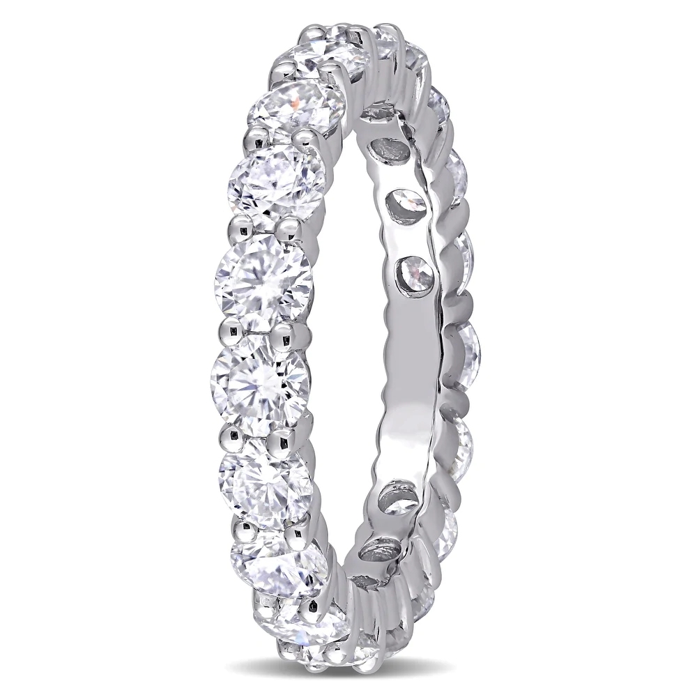 Landou Jewelry Sterling Silver White Cubic Zirconia Full Eternity Band Ring in Rhodium Plated