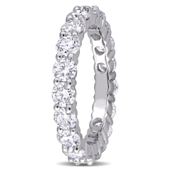Landou Jewelry Sterling Silver White Cubic Zirconia Full Eternity Band Ring in Rhodium Plated