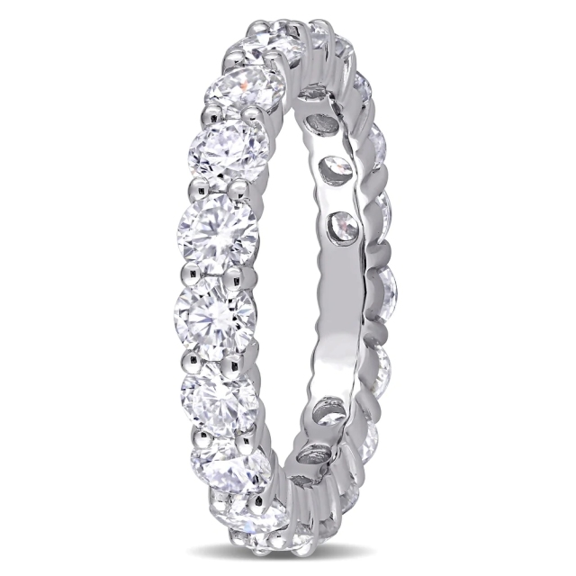 Landou Jewelry Sterling Silver White Cubic Zirconia Full Eternity Band Ring in Rhodium Plated