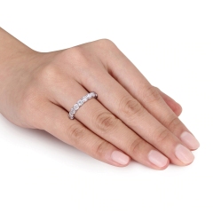 Landou Jewelry Sterling Silver White Cubic Zirconia Full Eternity Band Ring in Rhodium Plated