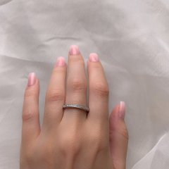 Landou Jewelry Sterling Silver Cubic Zirconia Stackable Semi-Eternity Band Ring