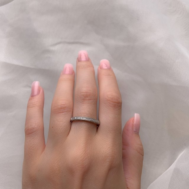 Landou Jewelry Sterling Silver Cubic Zirconia Stackable Semi-Eternity Band Ring