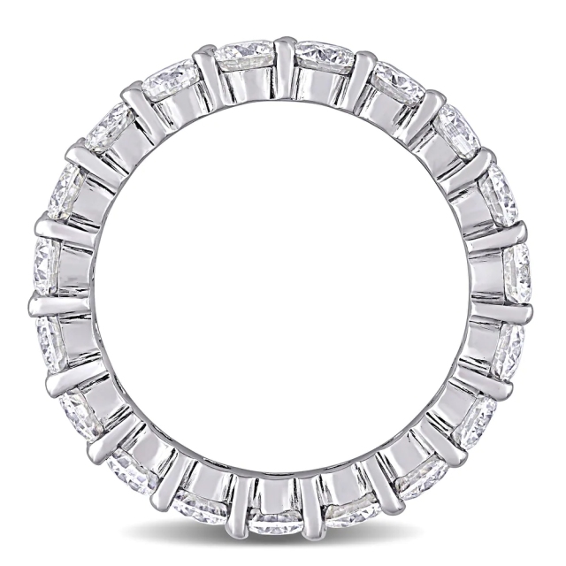 Landou Jewelry Sterling Silver White Cubic Zirconia Full Eternity Band Ring in Rhodium Plated