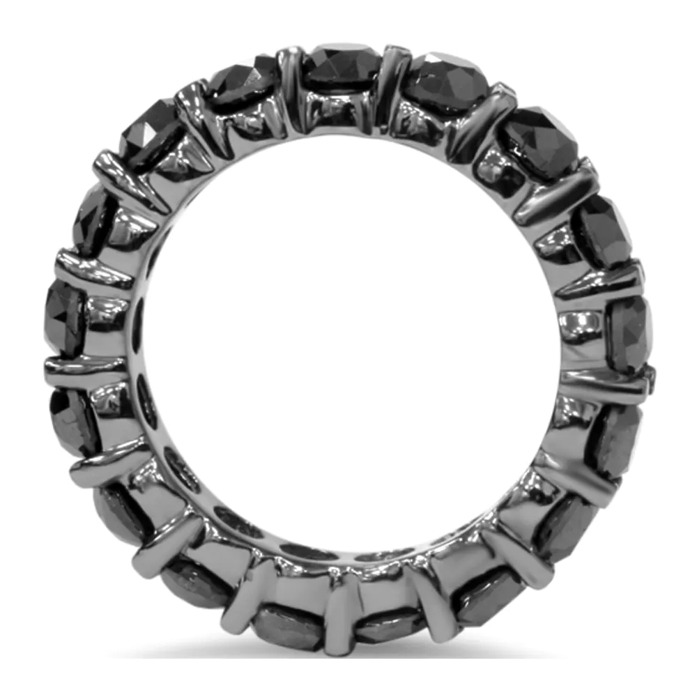Landou Jewelry Sterling Silver Black Cubic Zirconia Eternity Ring