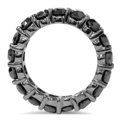 Landou Jewelry Sterling Silver Black Cubic Zirconia Eternity Ring
