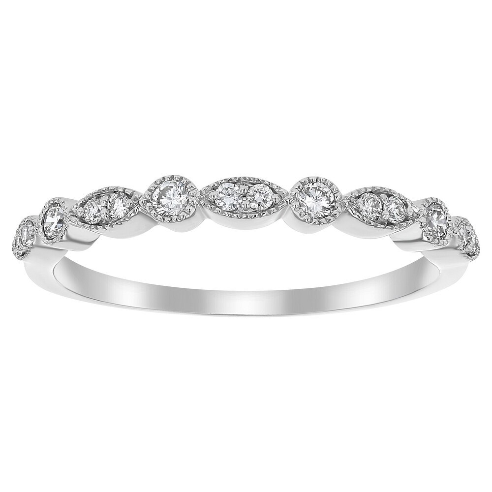 Landou Jewelry Sterling Silver Cubic Zirconia Vintage Band Ring