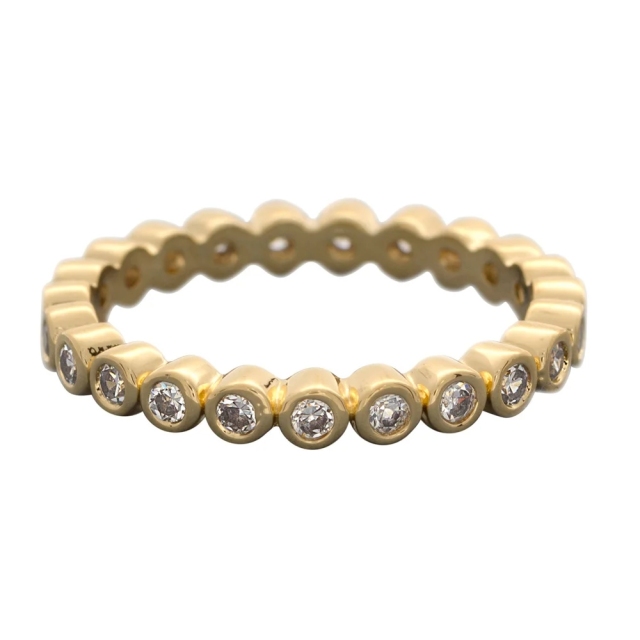 Landou Jewelry Sterling Silver Cubic Zirconia Circle in Circle Eternity Band Ring