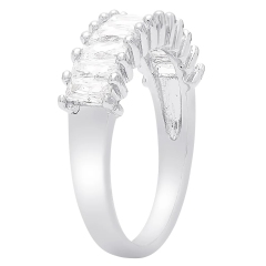 Landou Jewelry Sterling Silver Cubic Zirconia Eternity Band Ring for Women