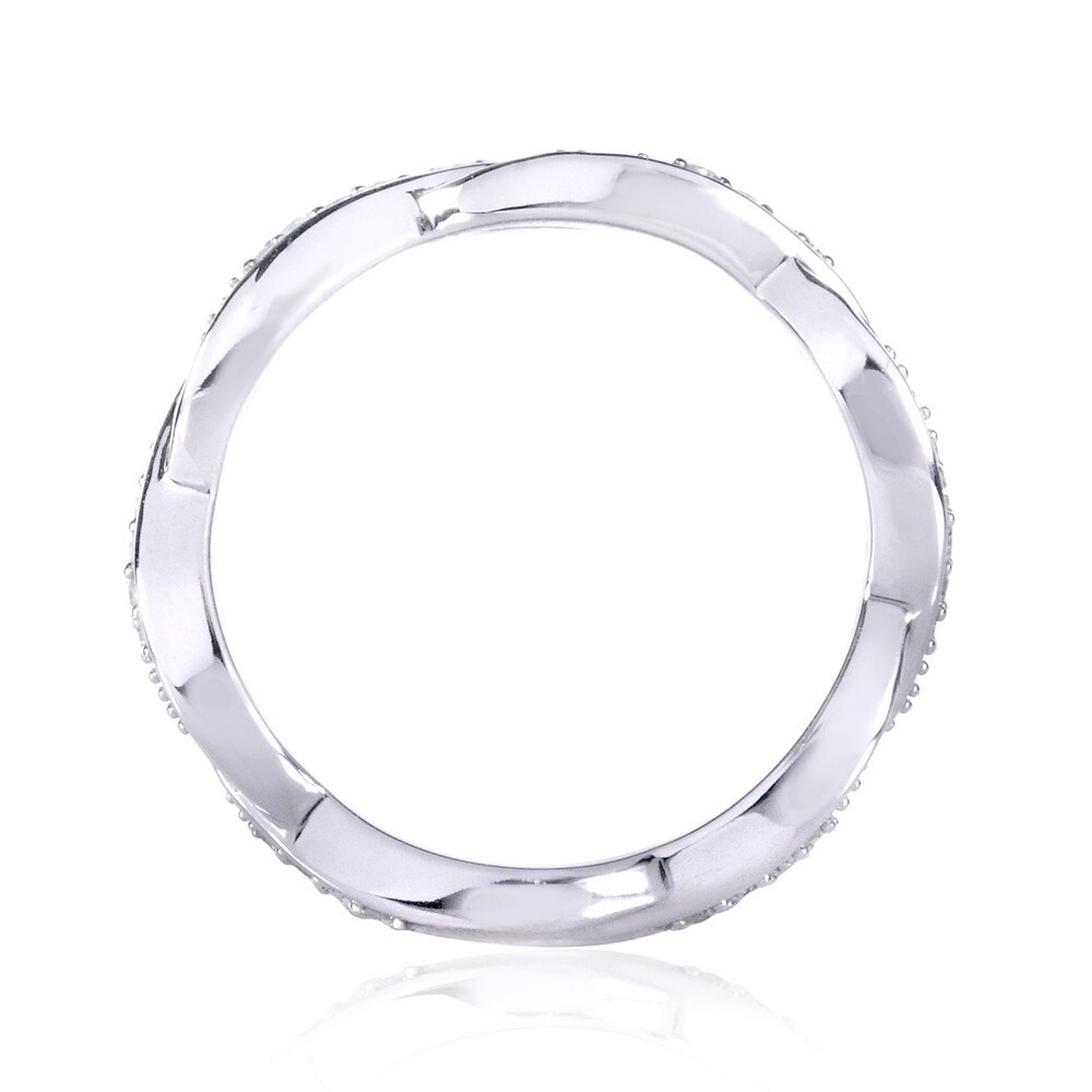 Landou Jewelry Sterling Silver Cubic Zirconia Braided Twist Round Eternity Band Ring