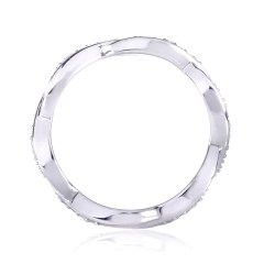 Landou Jewelry Sterling Silver Cubic Zirconia Braided Twist Round Eternity Band Ring