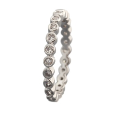 Landou Jewelry Sterling Silver Cubic Zirconia Circle in Circle Eternity Band Ring