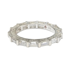 Landou Jewelry Sterling Silver Petite Bagguette Cubic Zirconia Eternity Band Ring