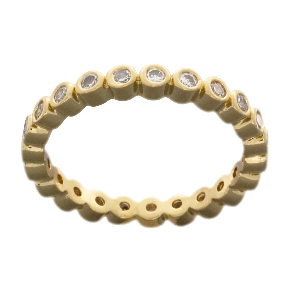 Landou Jewelry Sterling Silver Cubic Zirconia Circle in Circle Eternity Band Ring