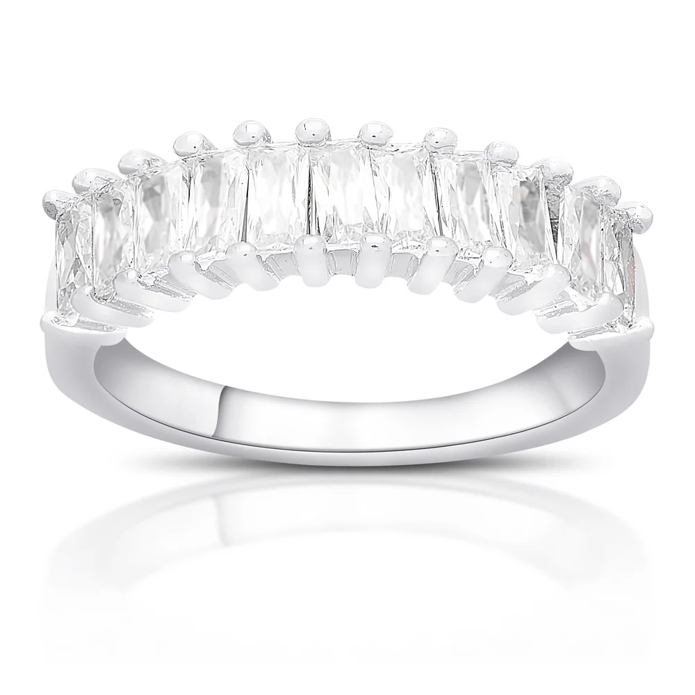 Landou Jewelry Sterling Silver Cubic Zirconia Eternity Band Ring for Women