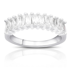 Landou Jewelry Sterling Silver Cubic Zirconia Eternity Band Ring for Women