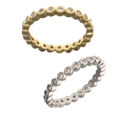 Landou Jewelry Sterling Silver Cubic Zirconia Circle in Circle Eternity Band Ring