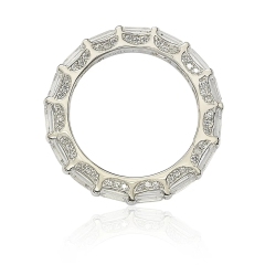 Landou Jewelry Sterling Silver Petite Bagguette Cubic Zirconia Eternity Band Ring