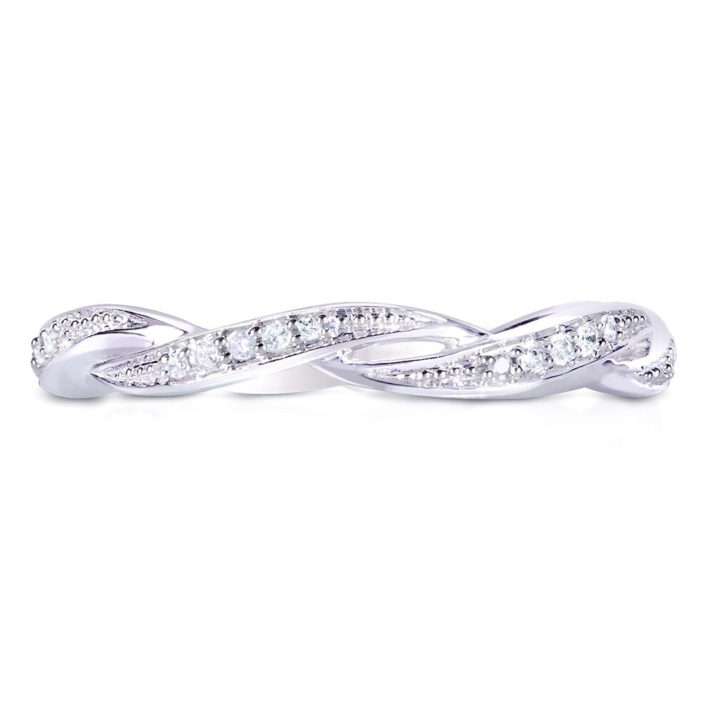 Landou Jewelry Sterling Silver Cubic Zirconia Braided Twist Round Eternity Band Ring