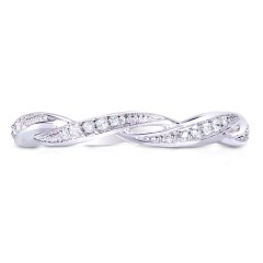 Landou Jewelry Sterling Silver Cubic Zirconia Braided Twist Round Eternity Band Ring