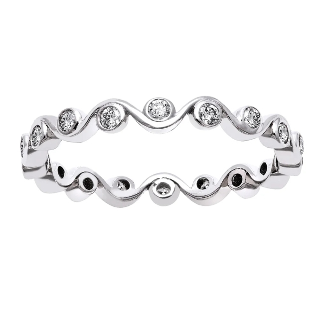 925 Sterling Silver Cubic Zirconia Eternity Band Ring for Women