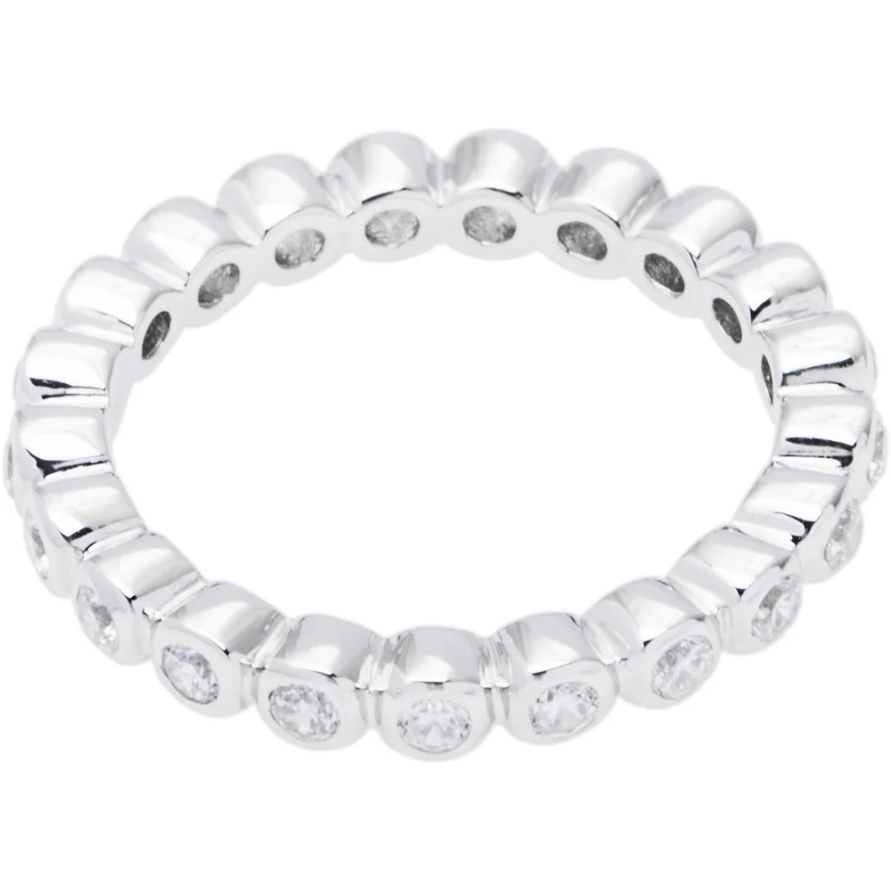 Round Bezel-Set Cubic Zirconia Eternity Band Ring, Sterling Silver