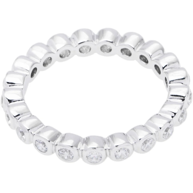 Round Bezel-Set Cubic Zirconia Eternity Band Ring, Sterling Silver