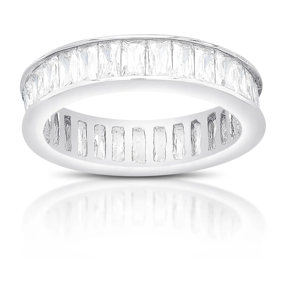 Landou Jewelry Sterling Silver Cubic Zirconia Eternity Style Ring for Girl