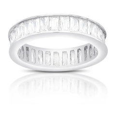 Landou Jewelry Sterling Silver Cubic Zirconia Eternity Style Ring for Girl