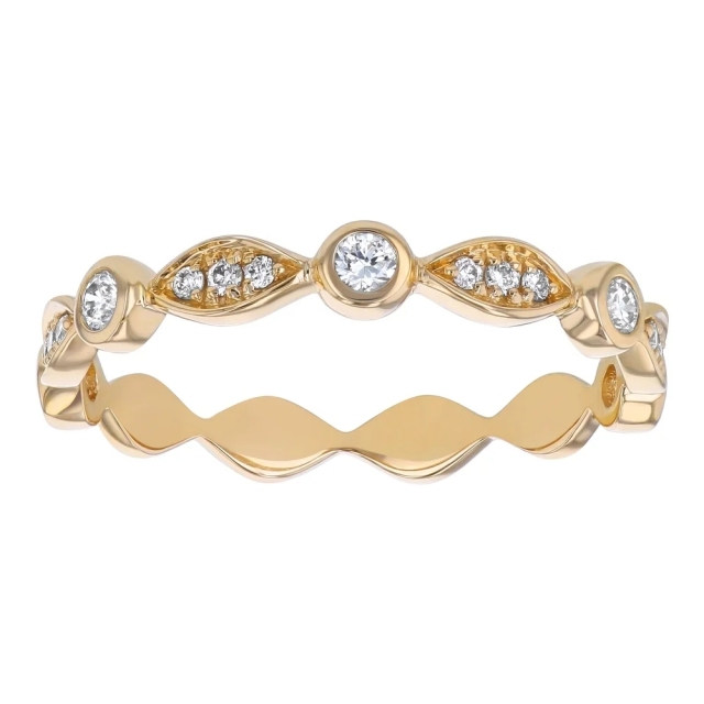 Sterling Silver Cubic Zirconia Art Deco Semi-Eternity Band Ring by Landou Jewelry