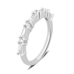 Landou Jewelry Sterling Silver Created White Cubic Zirconia Eternity Band Ring