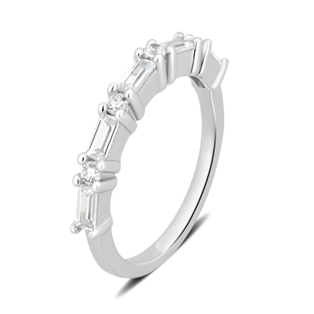 Landou Jewelry Sterling Silver Created White Cubic Zirconia Eternity Band Ring